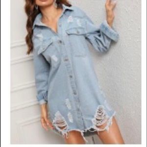 Distressed Denim Shirt Dress